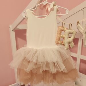 Kids Tutu Dress - Cream And Pink 3t